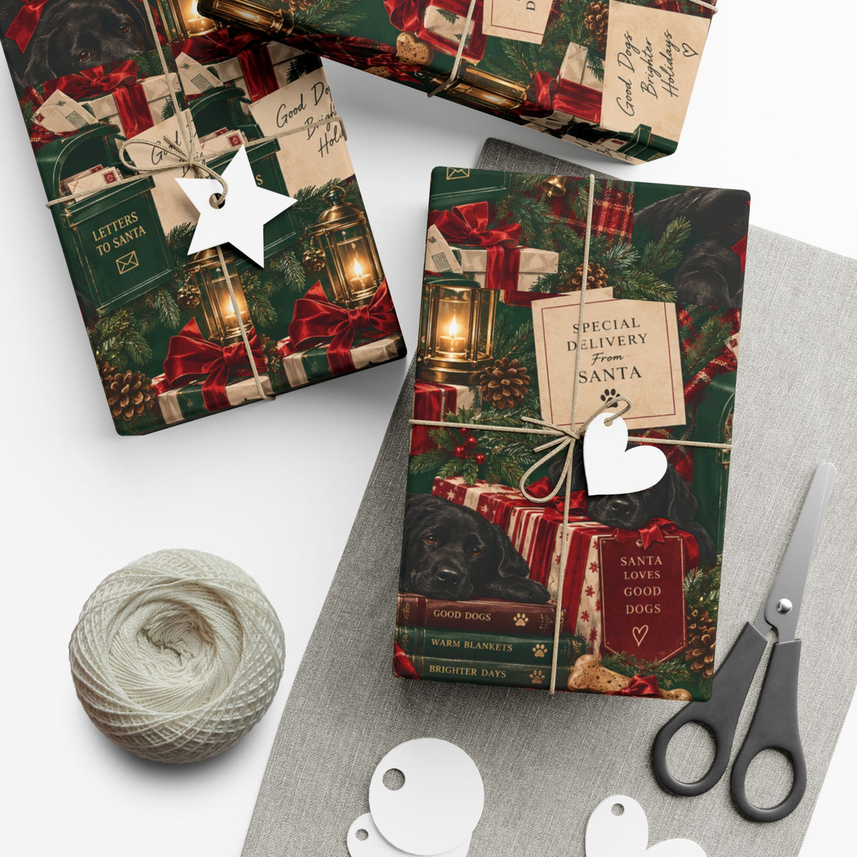 Santa Loves Good Dogs Christmas Wrapping Paper – Cozy Holiday Puppy Gift Wrap