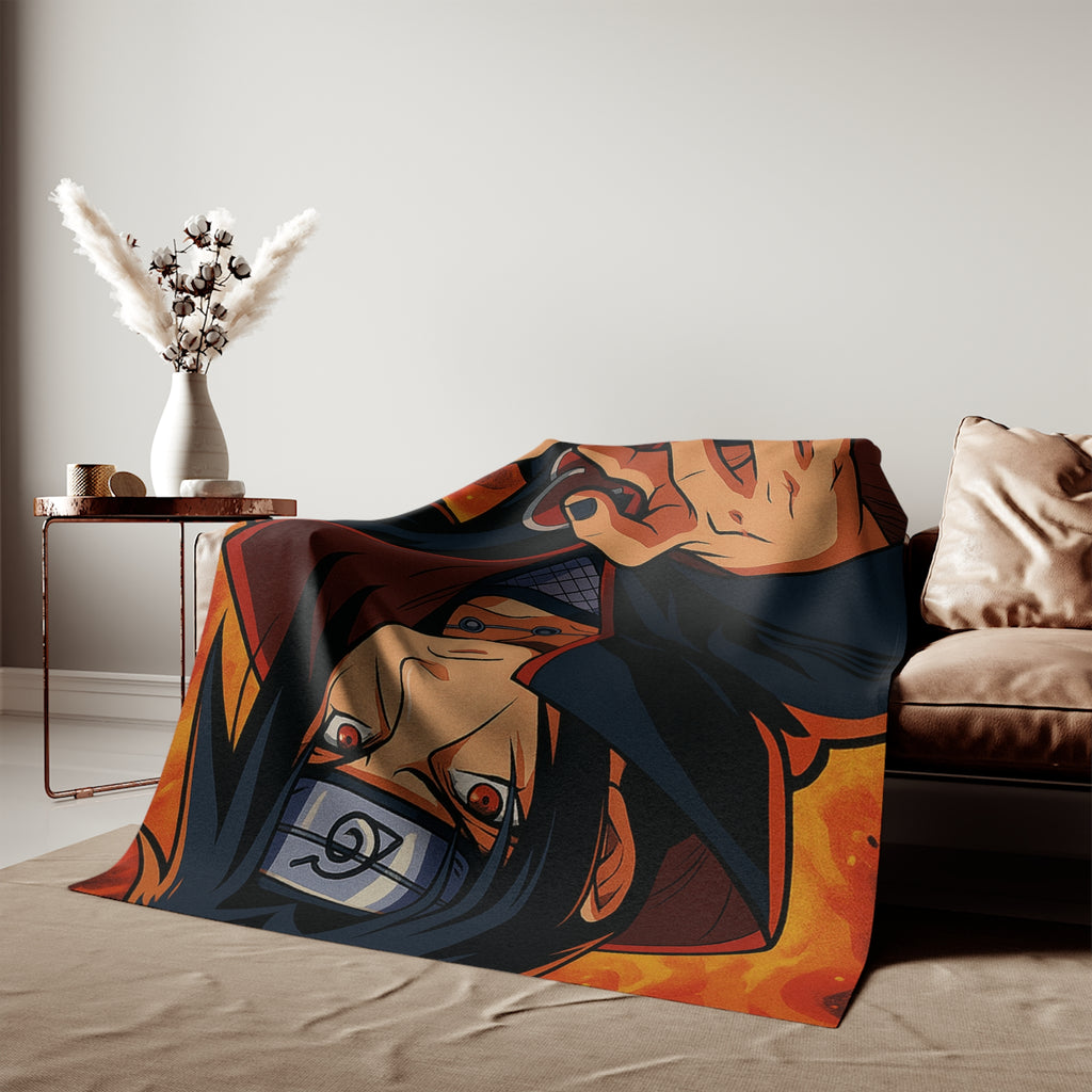 Anime Akatsuki Sasuke Sweatshirt Blanket | Anime Fire Scene