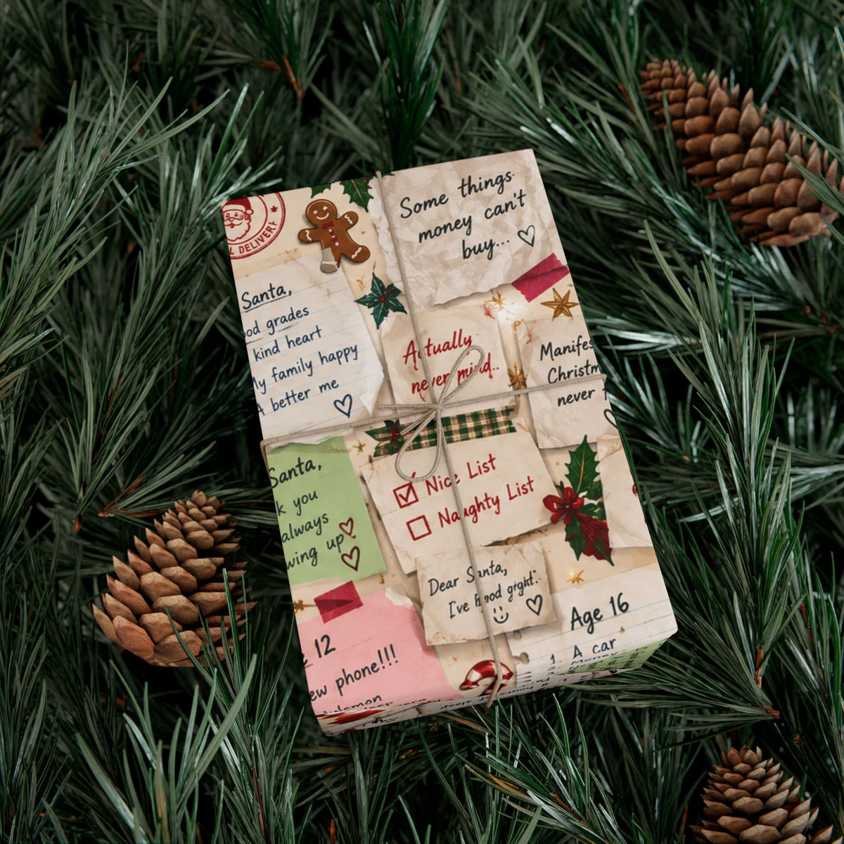 Dear Santa: Unsent Drafts Christmas Wrapping Paper – Funny Nostalgic Holiday Gift Wrap