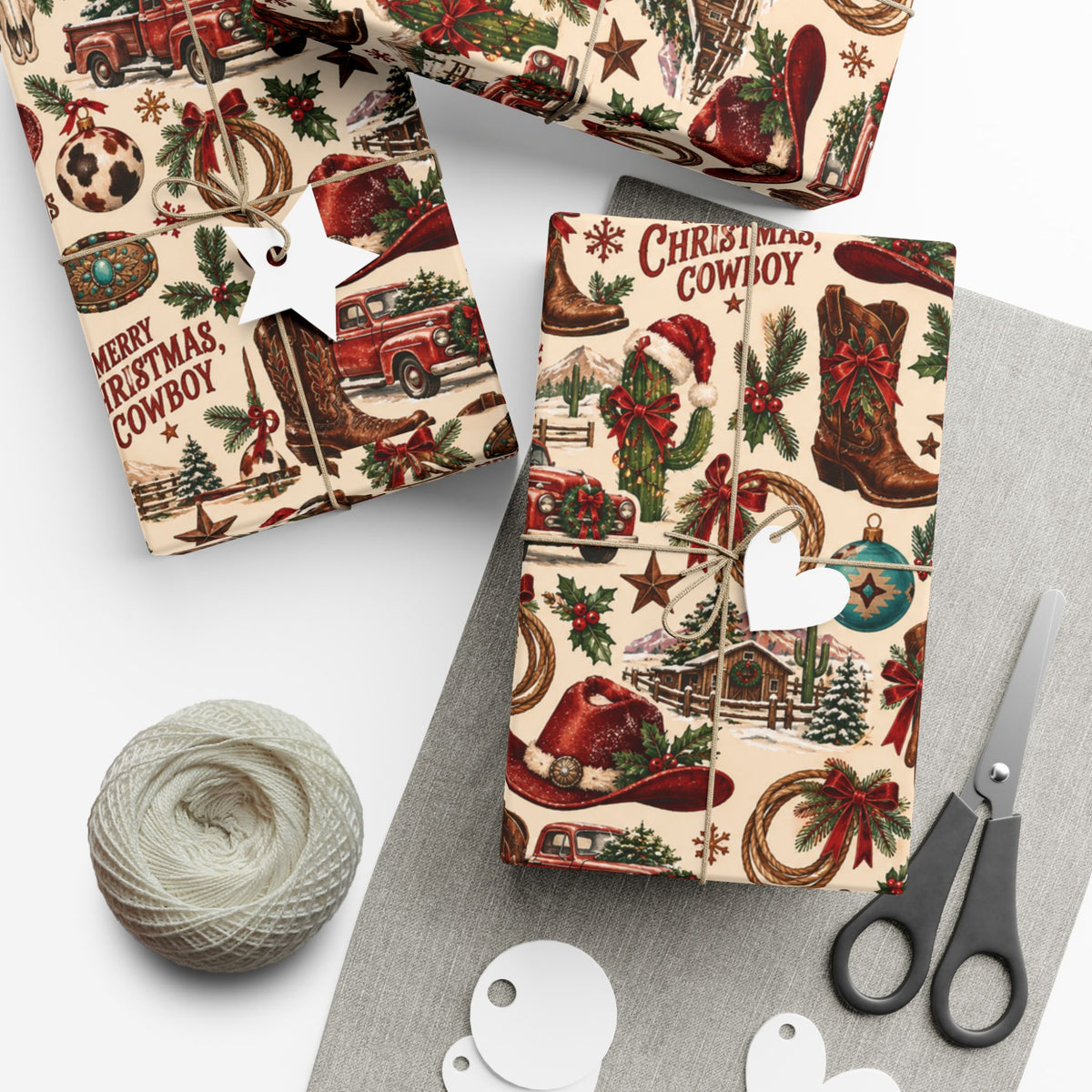 Merry Christmas, Cowboy Wrapping Paper – Western Cowboy Holiday Gift Wrap