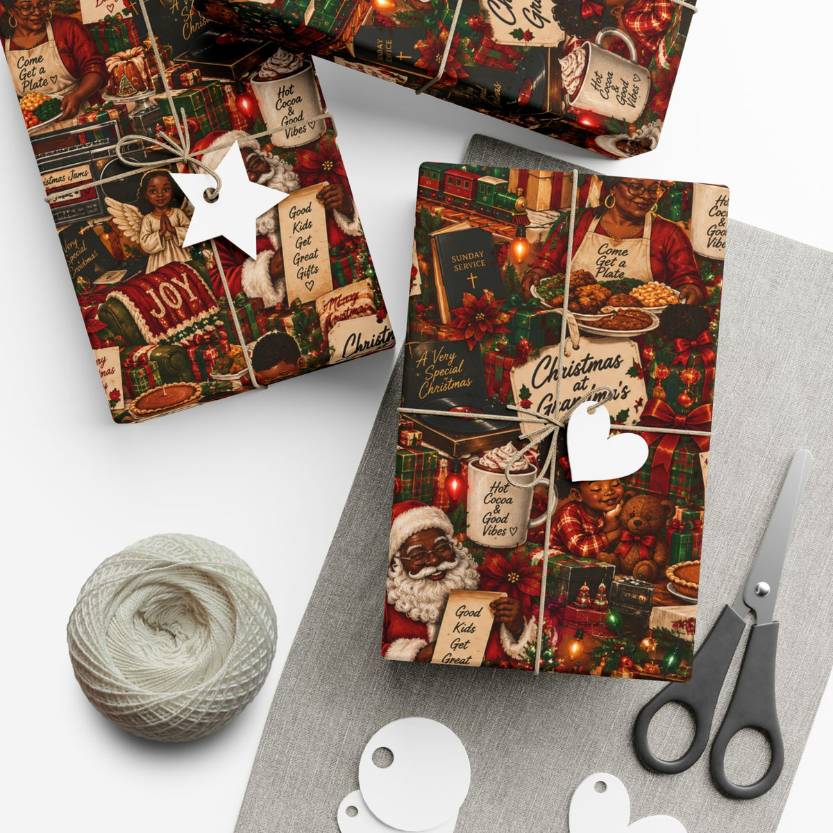 Christmas at Grandma’s Wrapping Paper – Black Family Nostalgia Holiday Gift Wrap