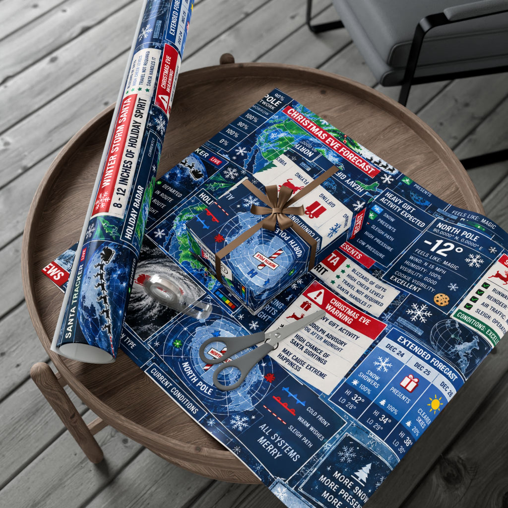 Christmas Forecast Wrapping Paper – Funny North Pole Weather Radar Holiday Gift Wrap