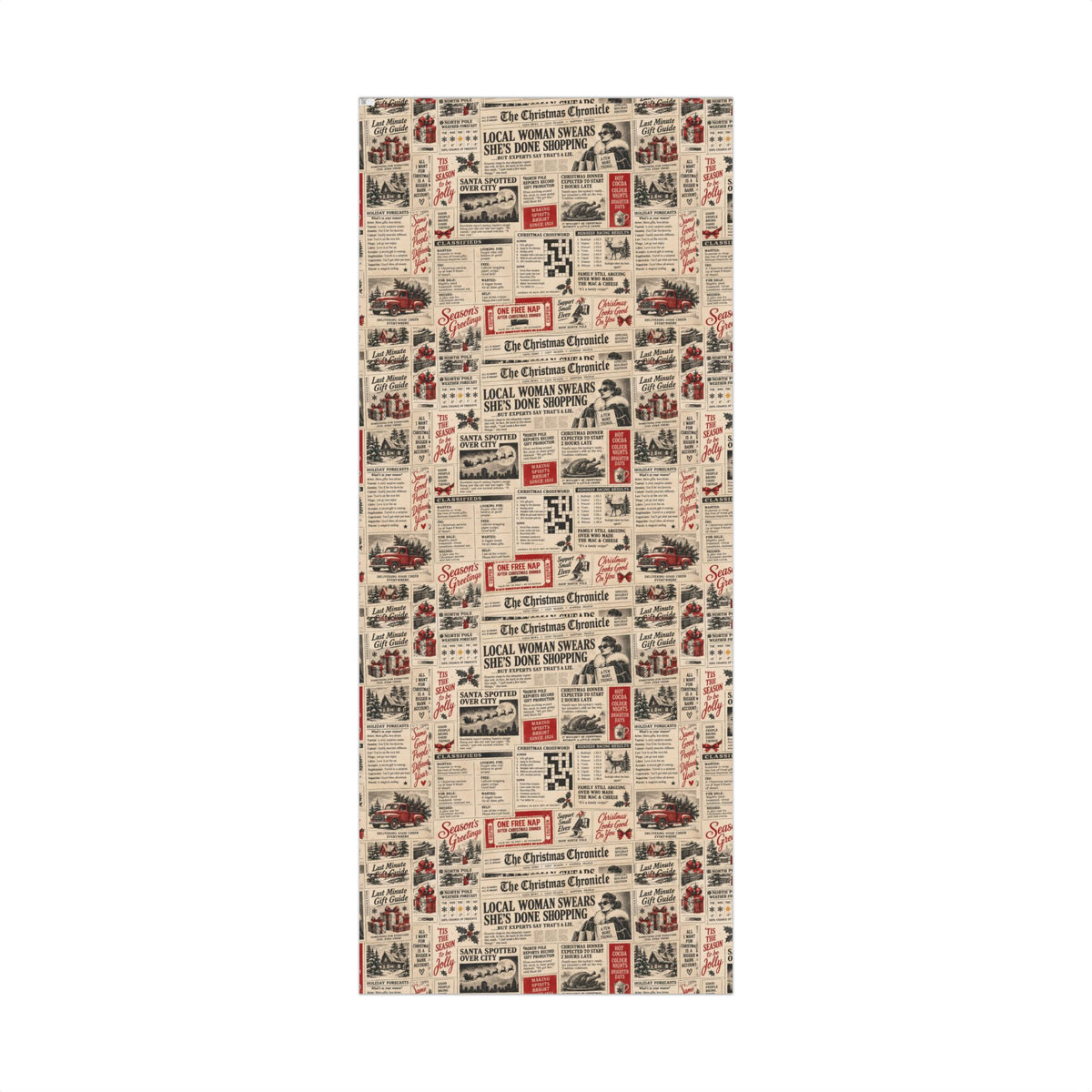 Christmas Classifieds Wrapping Paper – Funny Vintage Newspaper Holiday Gift Wrap