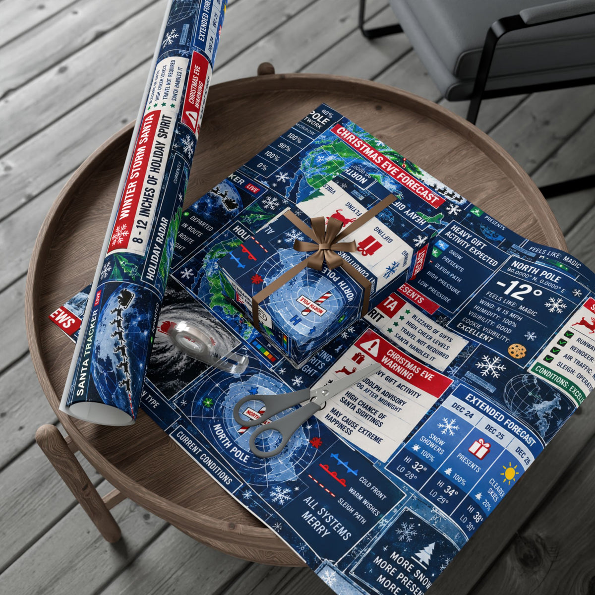 Christmas Forecast Wrapping Paper – Funny North Pole Weather Radar Holiday Gift Wrap