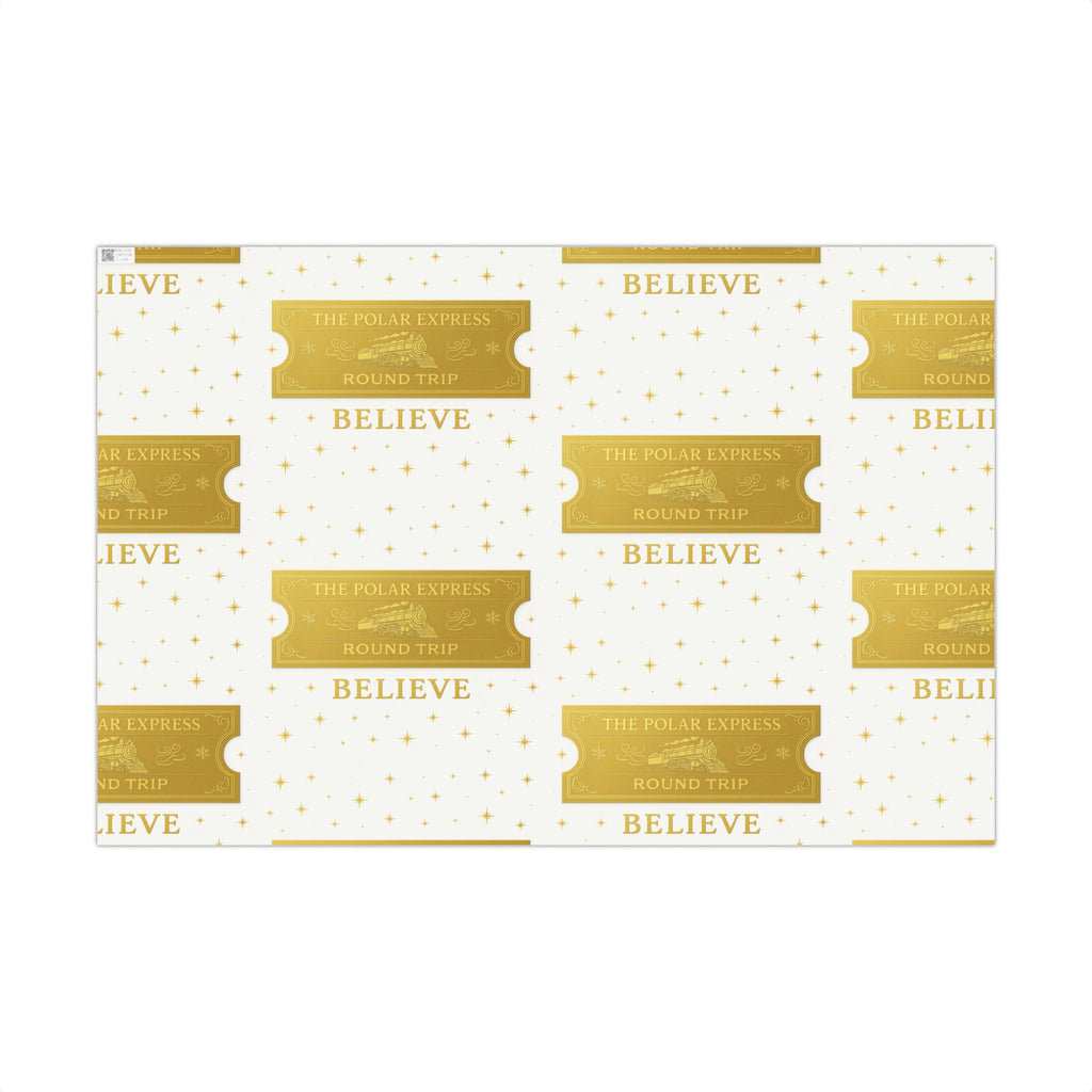 Christmas Golden Ticket Gift Wrap Papers - Polar Express Design for Holiday Parties, Movie Nights, DIY Gift Surprises. White and Gold