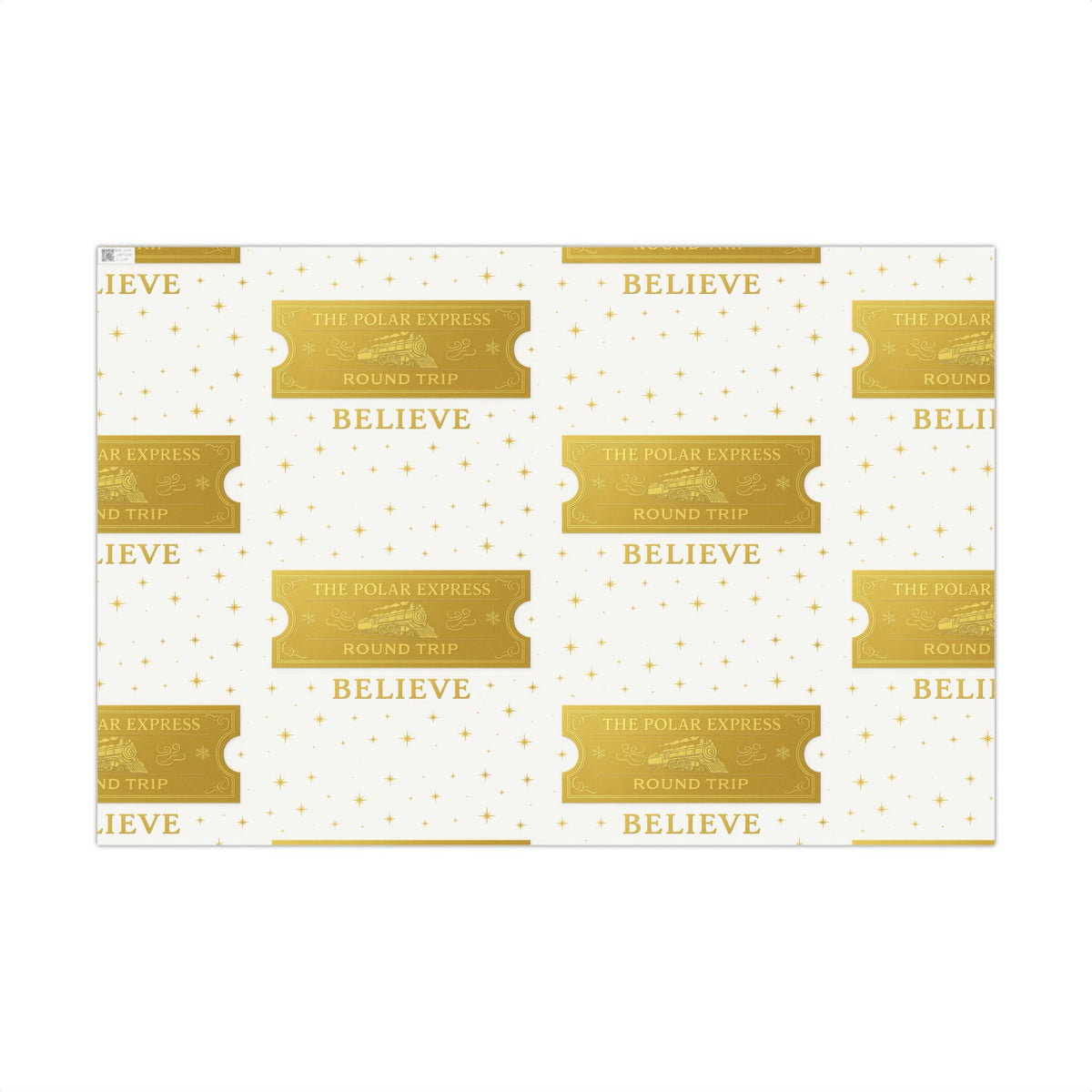 Christmas Golden Ticket Gift Wrap Papers - Polar Express Design for Holiday Parties, Movie Nights, DIY Gift Surprises. White and Gold
