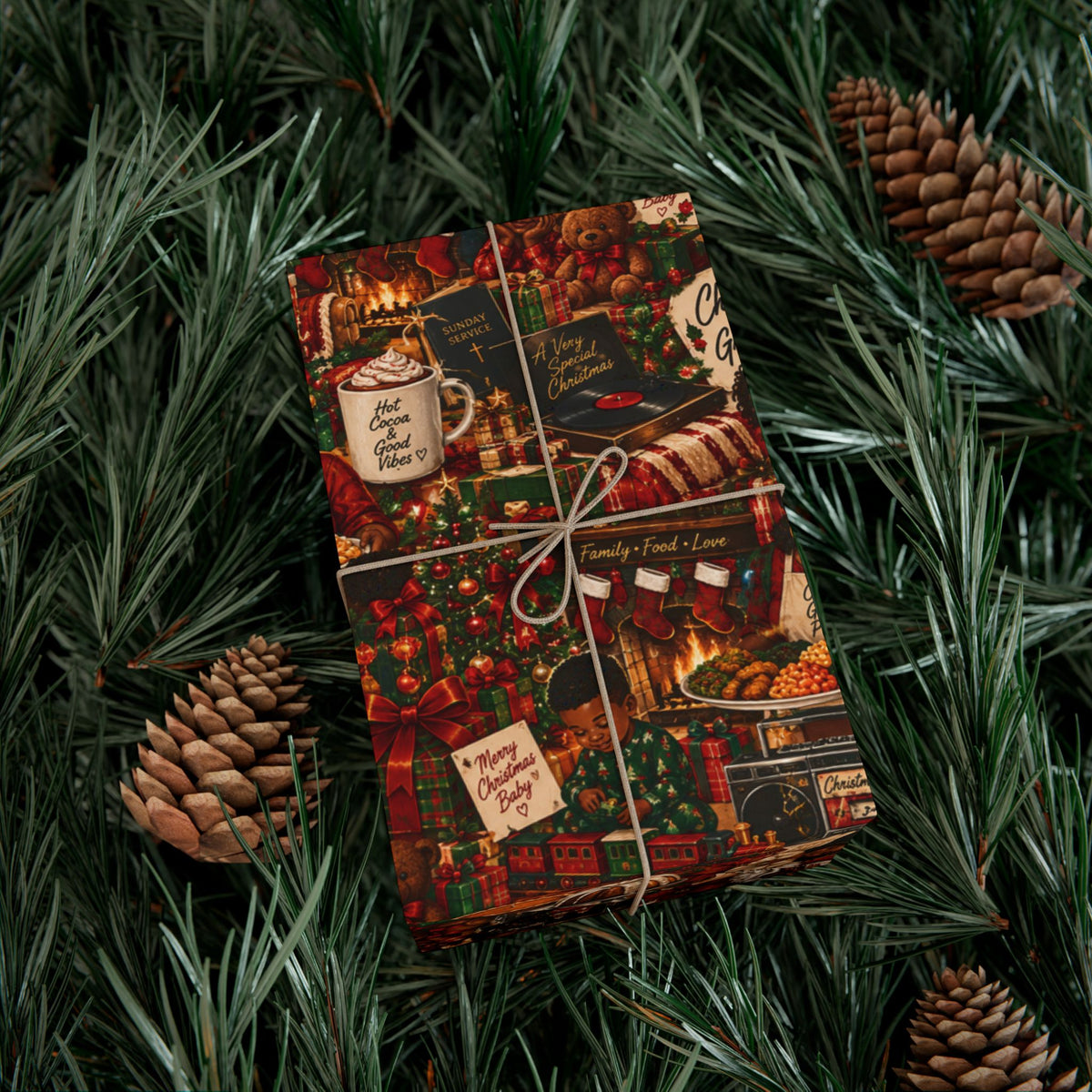 Christmas at Grandma’s Wrapping Paper – Black Family Nostalgia Holiday Gift Wrap