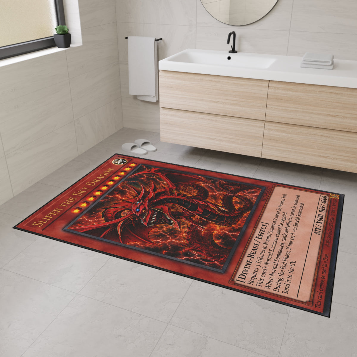 Yu Gi Oh Inspired Slifer the Sky Dragon Heavy Duty Floor Mat | Trading Card Monster Artwork