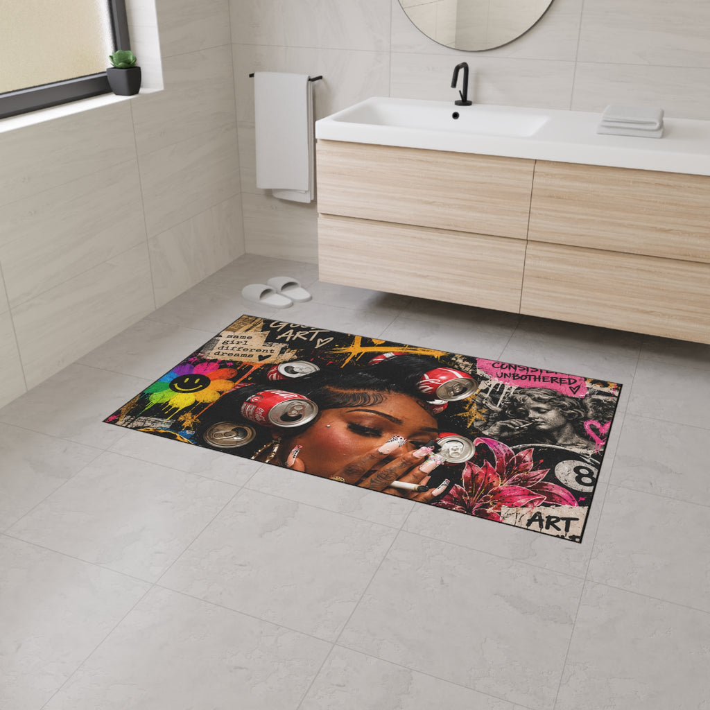 Graffiti Glam Heavy Duty Floor Mat — 'Make Good Art' Urban Pop Art Doormat