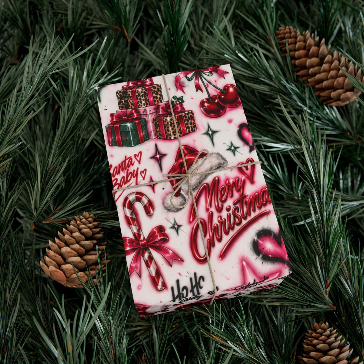 Title: Airbrushed Christmas Wrapping Paper