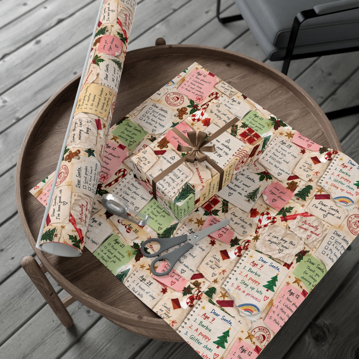 Dear Santa: Unsent Drafts Christmas Wrapping Paper – Funny Nostalgic Holiday Gift Wrap