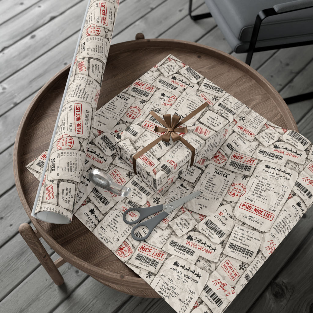 Receipt From Santa Christmas Wrapping Paper – Funny North Pole Receipt Holiday Gift Wrap