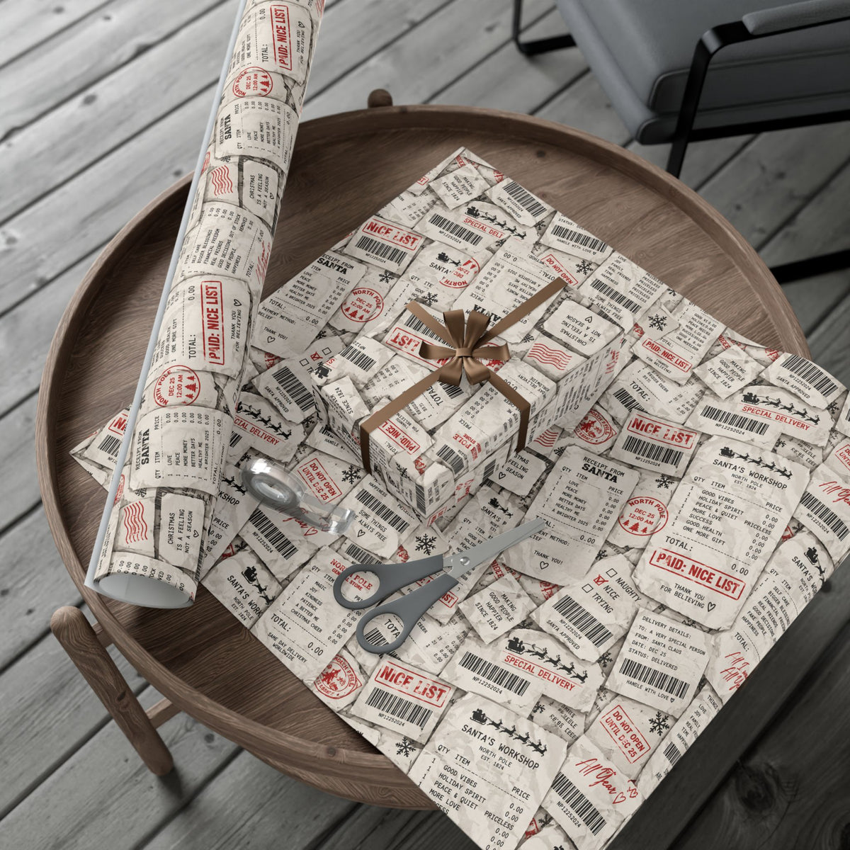 Receipt From Santa Christmas Wrapping Paper – Funny North Pole Receipt Holiday Gift Wrap