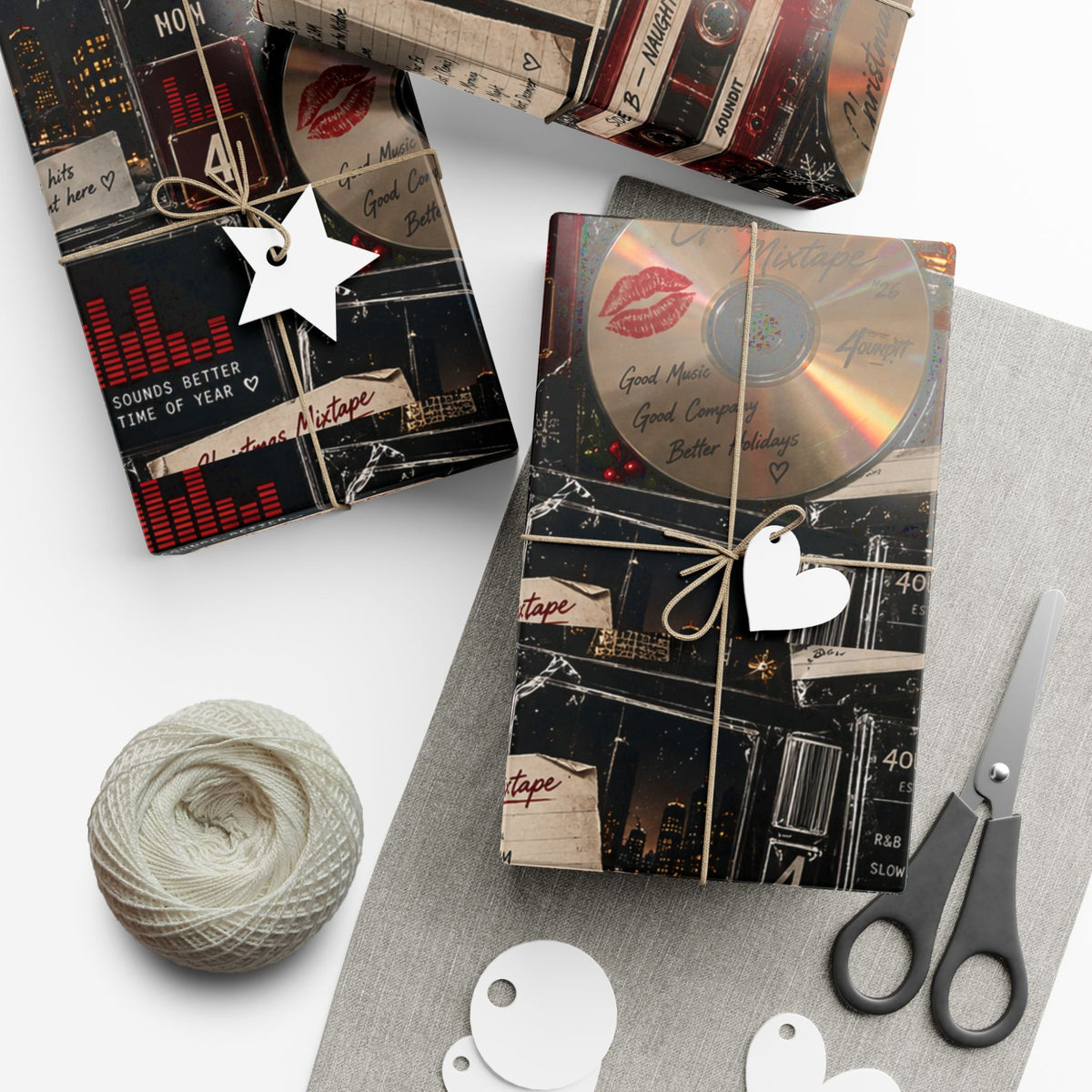 Christmas Mixtape Wrapping Paper – Retro R&B Y2K Holiday Music Gift Wrap