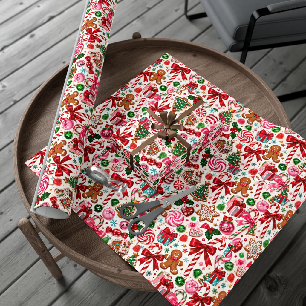 Christmas Candy Shop Wrapping Paper – Colorful Gingerbread & Peppermint Holiday Gift Wrap