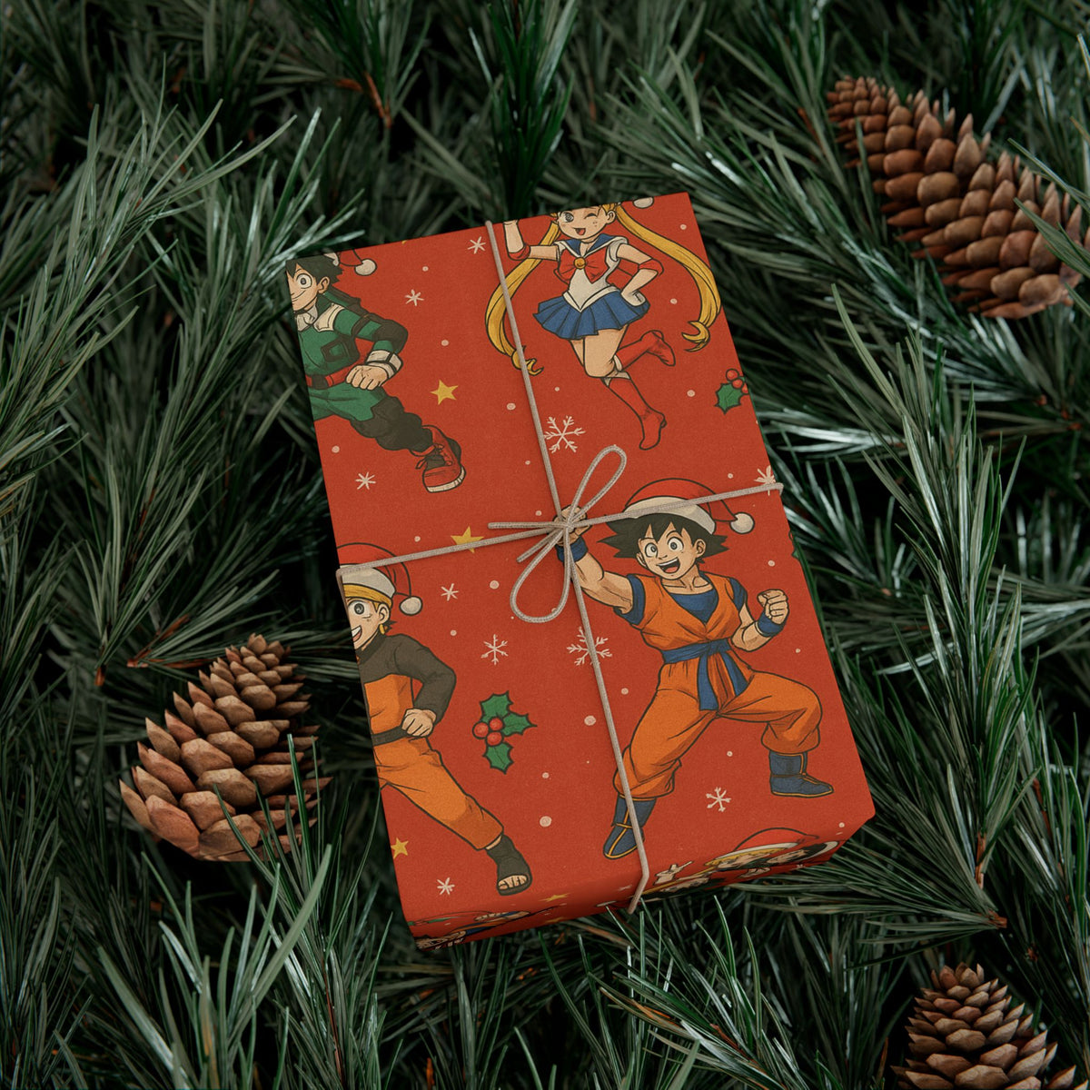 Christmas Anime Wrapping Paper, Festive Gift Wrap Papers for Holidays, Cute Xmas Wrapping Sheets, Unique Present Packaging Supplies, Cartoon
