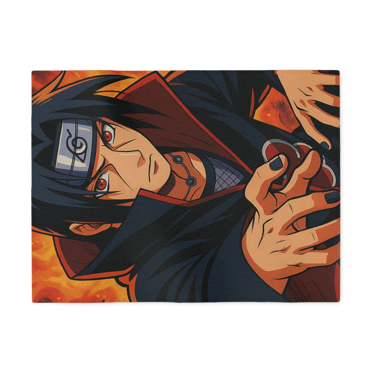 Anime Akatsuki Sasuke Sweatshirt Blanket | Anime Fire Scene