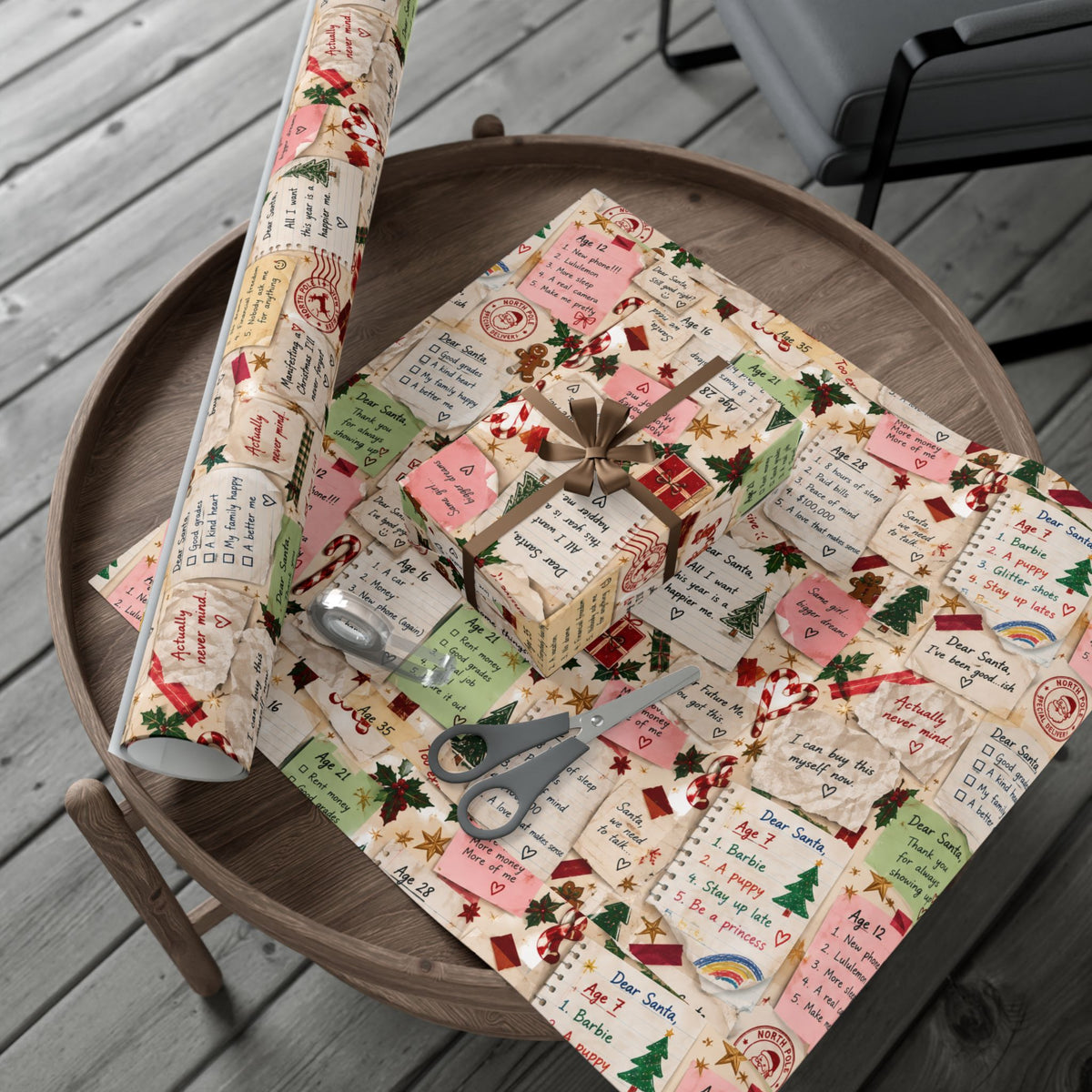 Dear Santa: Unsent Drafts Christmas Wrapping Paper – Funny Nostalgic Holiday Gift Wrap