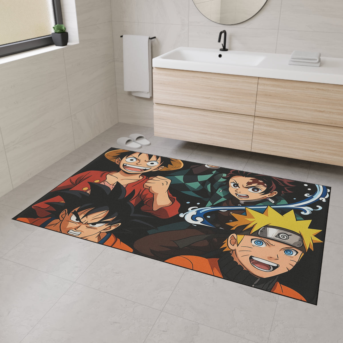Anime Gift Heroes Group Floor Mat | Luffy Goku Tanjiro Naruto Rug