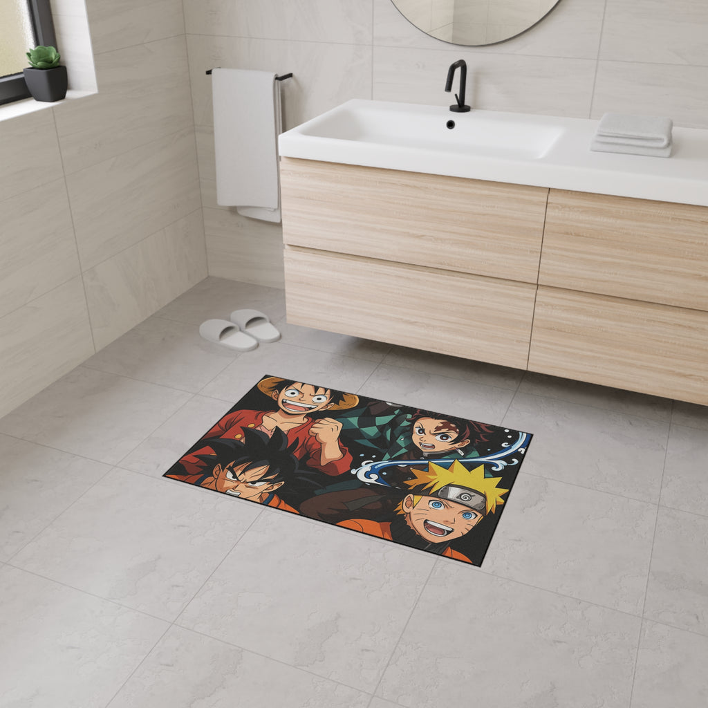 Anime Gift Heroes Group Floor Mat | Luffy Goku Tanjiro Naruto Rug