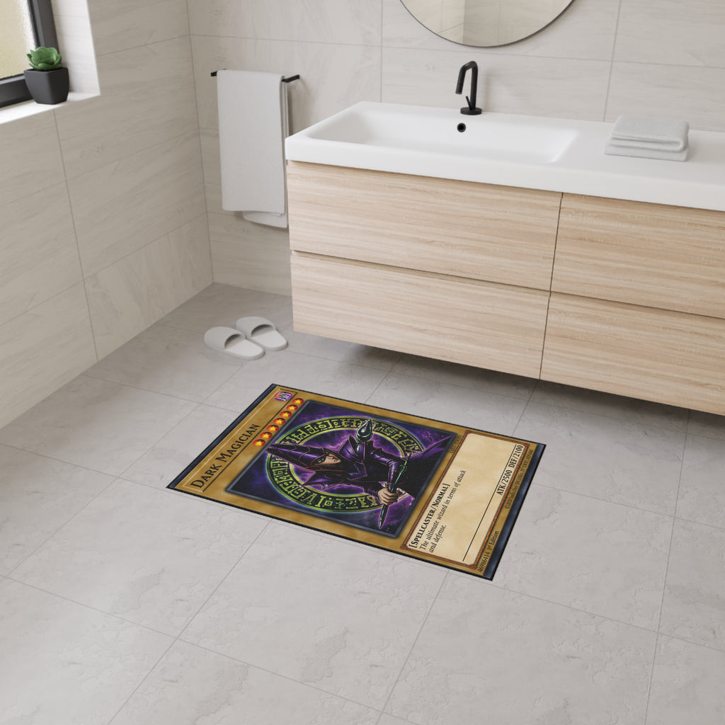 Dark Magician trading card floor mat | game room playmat, anime card art
