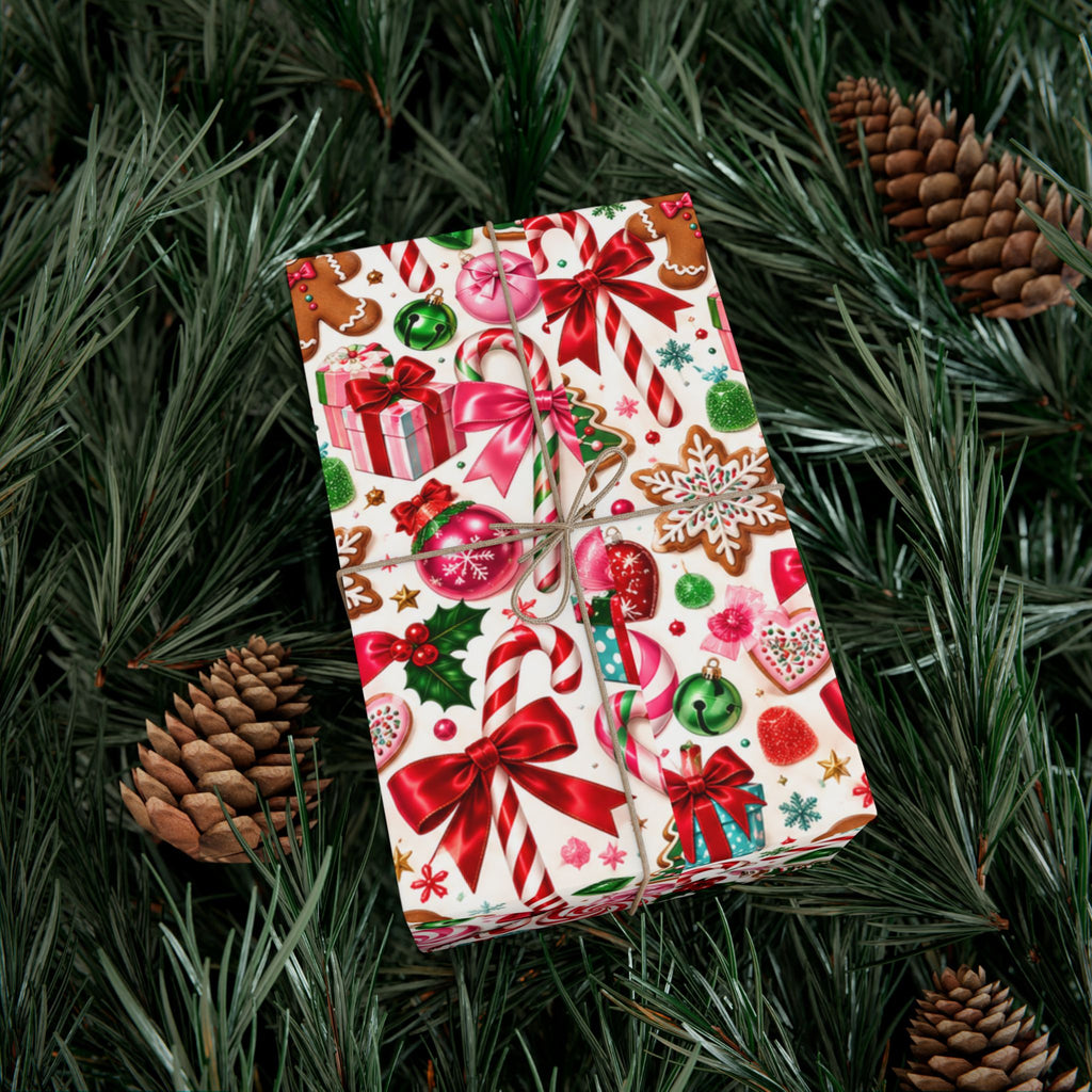 Christmas Candy Shop Wrapping Paper – Colorful Gingerbread & Peppermint Holiday Gift Wrap