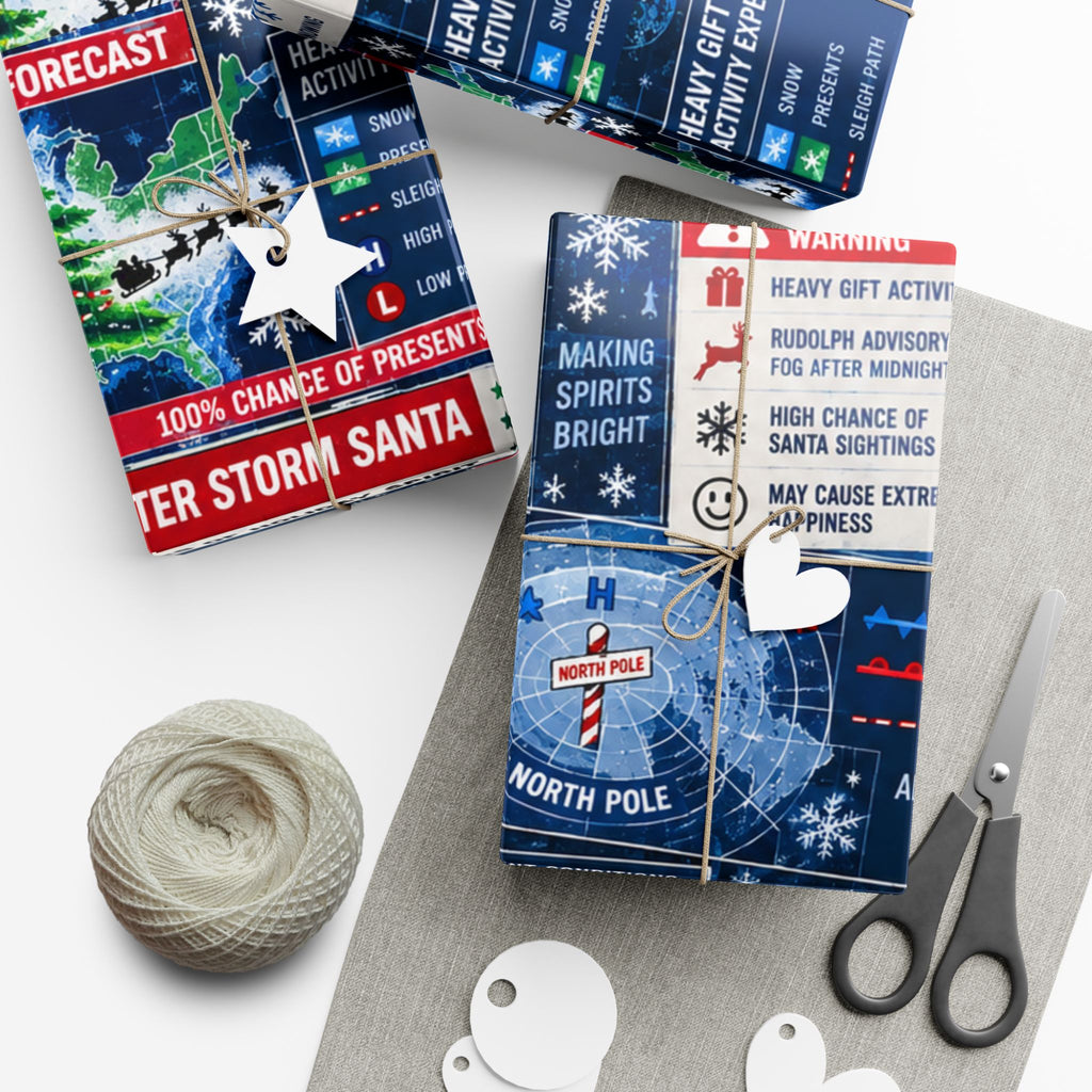Christmas Forecast Wrapping Paper – Funny North Pole Weather Radar Holiday Gift Wrap
