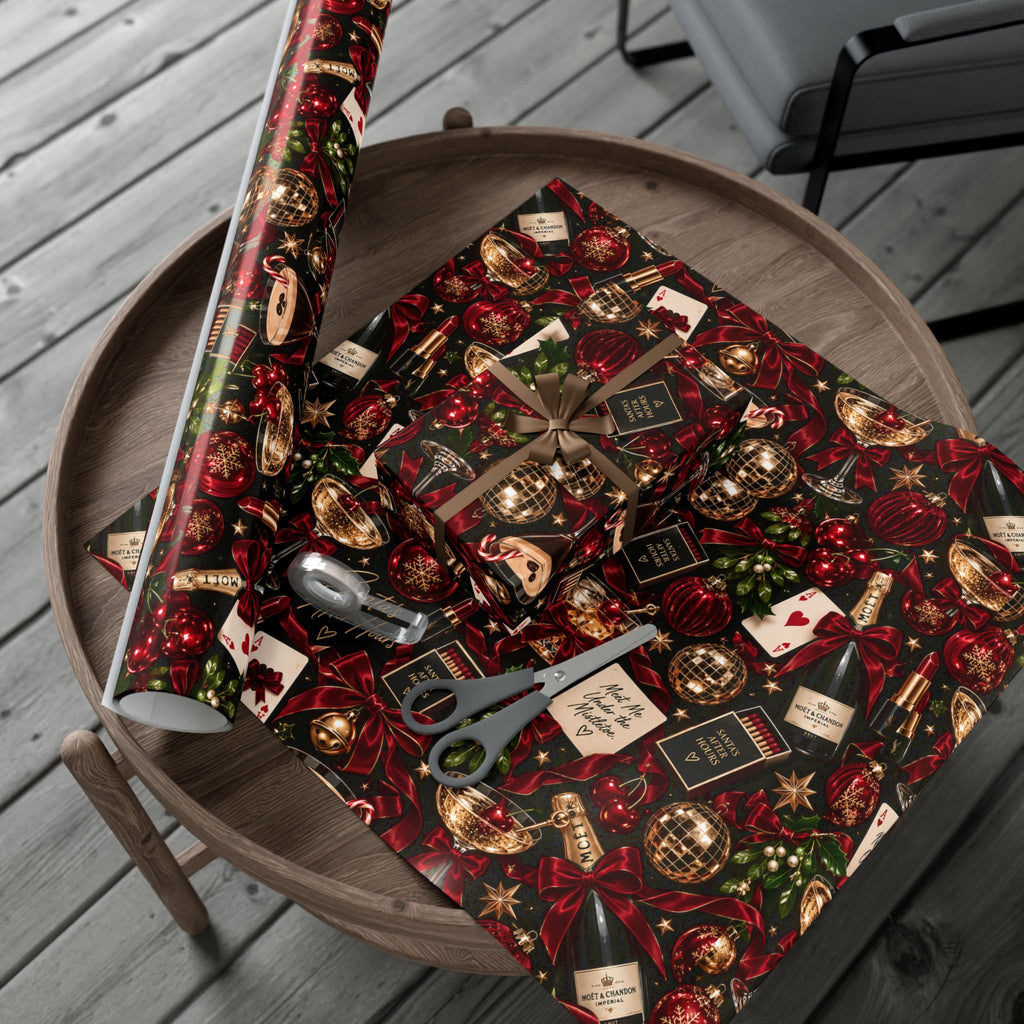 Santa’s After Hours Christmas Wrapping Paper – Naughty Cocktail & Luxury Holiday Gift Wrap