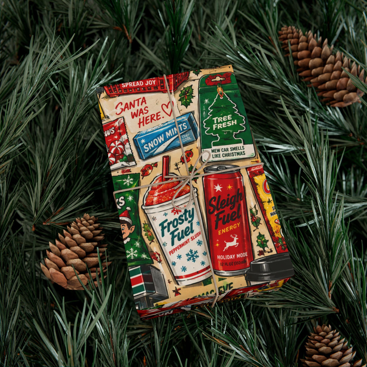 Christmas Convenience Store Wrapping Paper – Retro Holiday Snacks & Corner Store Gift Wrap