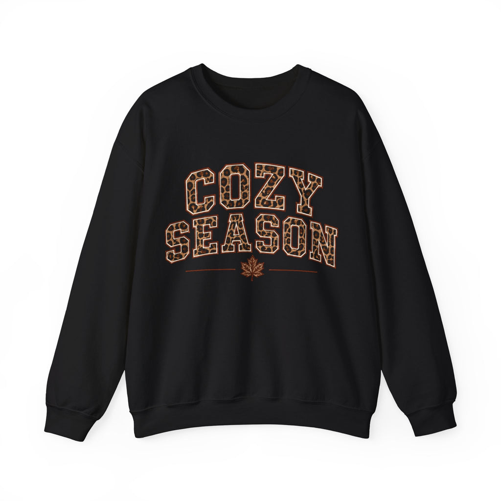 Cozy Season Sweatshirt — Leopard Print "Cozy Season" Fall Crewneck