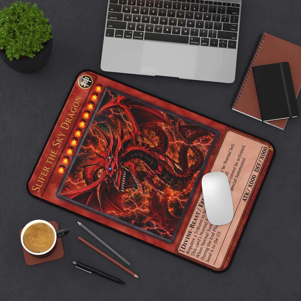 Yu Gi Oh Inspired Slifer the Sky Dragon Desk Mat | Trading Card Art Mouse Pad