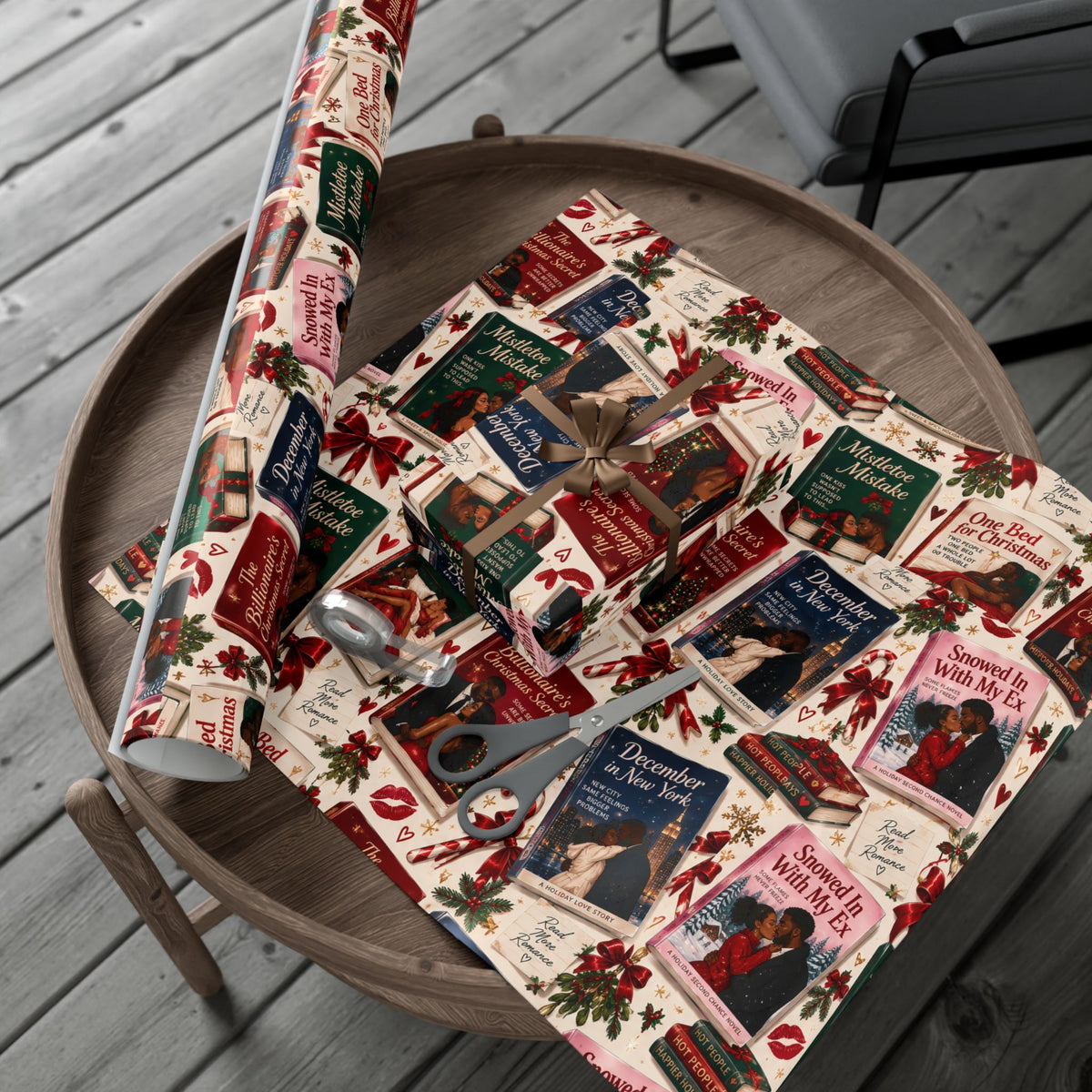 Christmas Romance Novel Wrapping Paper – Spicy Holiday Book Lover Gift Wrap