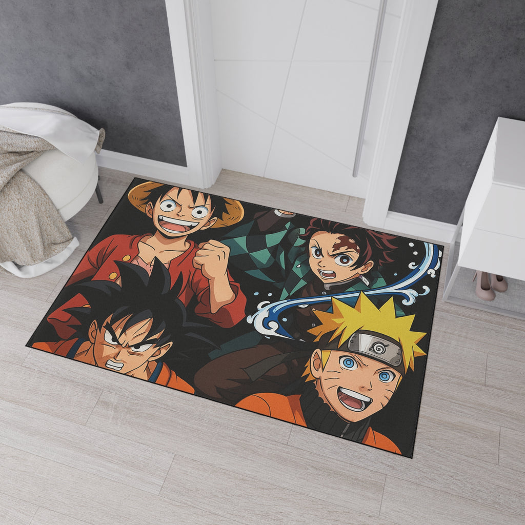 Anime Gift Heroes Group Floor Mat | Luffy Goku Tanjiro Naruto Rug