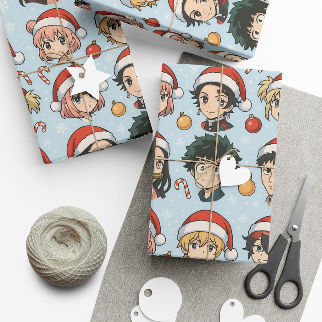 Christmas Anime Wrapping Paper, Festive Gift Wrap Papers for Holidays, Cute Xmas Wrapping Sheets, Unique Present Packaging Supplies, Cartoon