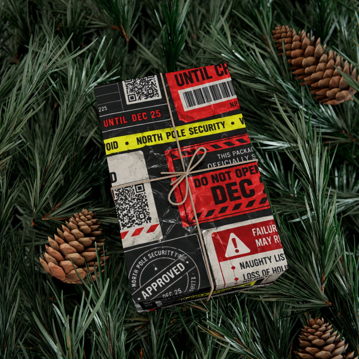 Do Not Open Until Christmas Wrapping Paper – North Pole Security Warning Gift Wrap
