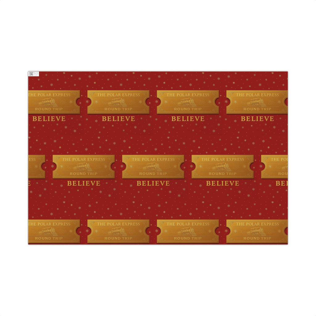 Christmas Golden Ticket Gift Wrap Papers - Polar Express Design for Holiday Parties, Movie Nights, DIY Gift Surprises. Red and Gold