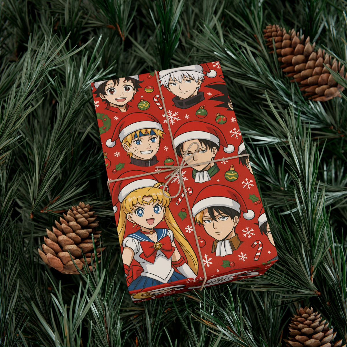 Christmas Anime Wrapping Paper, Festive Gift Wrap Papers for Holidays, Cute Xmas Wrapping Sheets, Unique Present Packaging Supplies, Cartoon