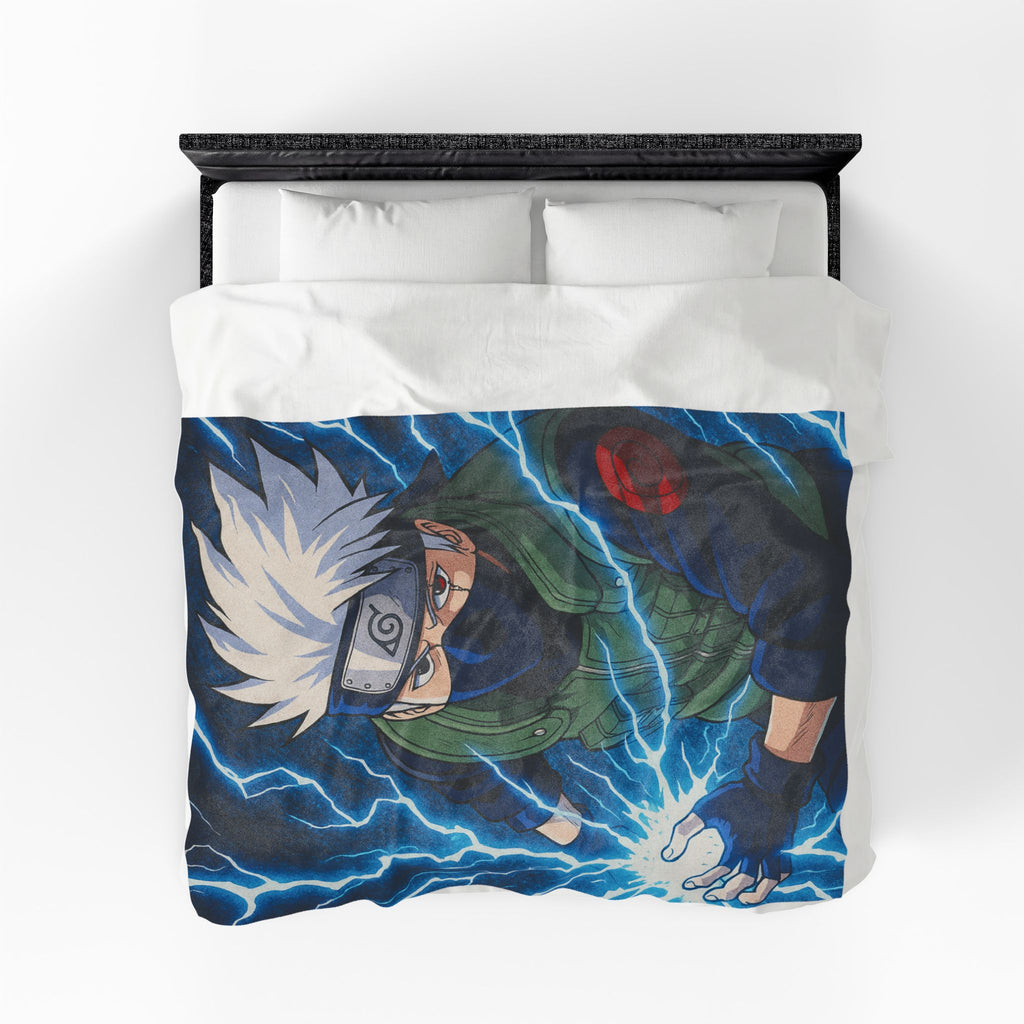 Kakashi Lightning Rasengan Anime Gift Plush Blanket | Anime Ninja Illustration