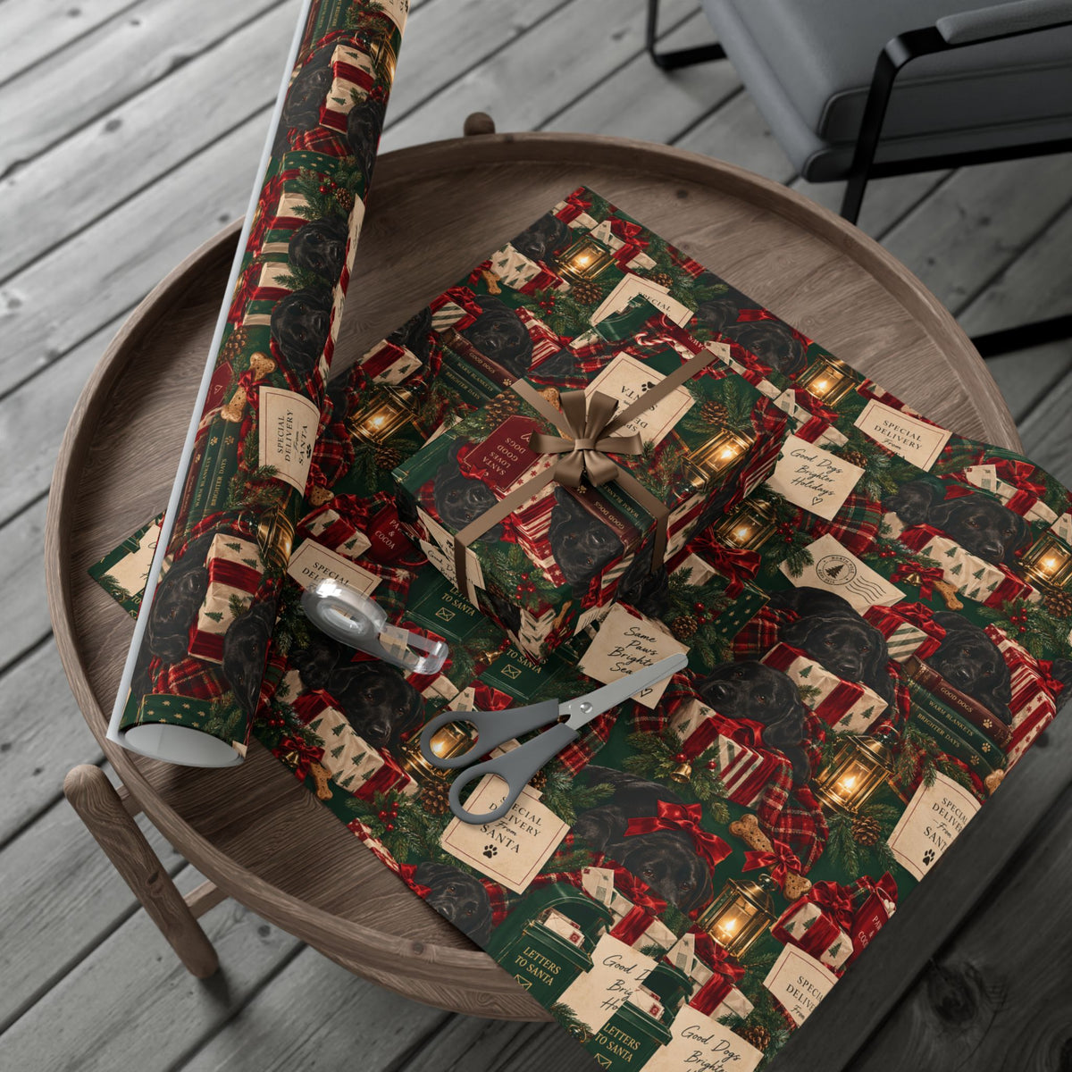 Santa Loves Good Dogs Christmas Wrapping Paper – Cozy Holiday Puppy Gift Wrap