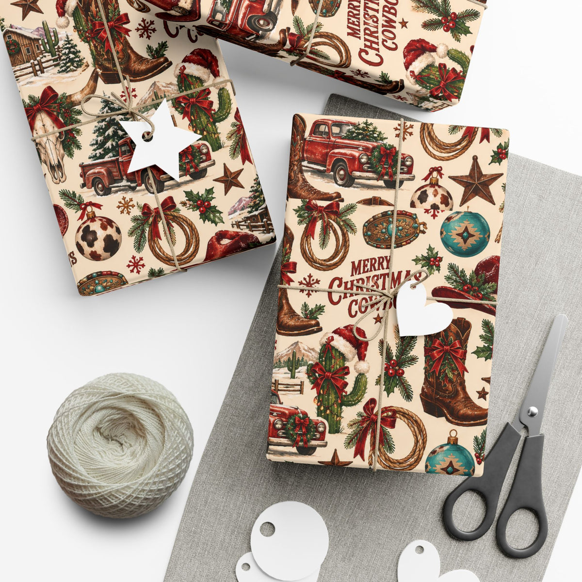 Merry Christmas, Cowboy Wrapping Paper – Western Cowboy Holiday Gift Wrap