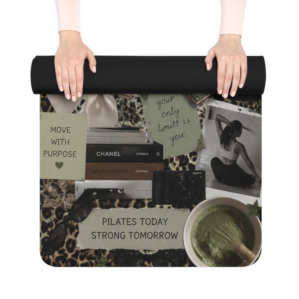 Matcha Pilates Club Rubber Yoga Mat | Collage Wellness Design