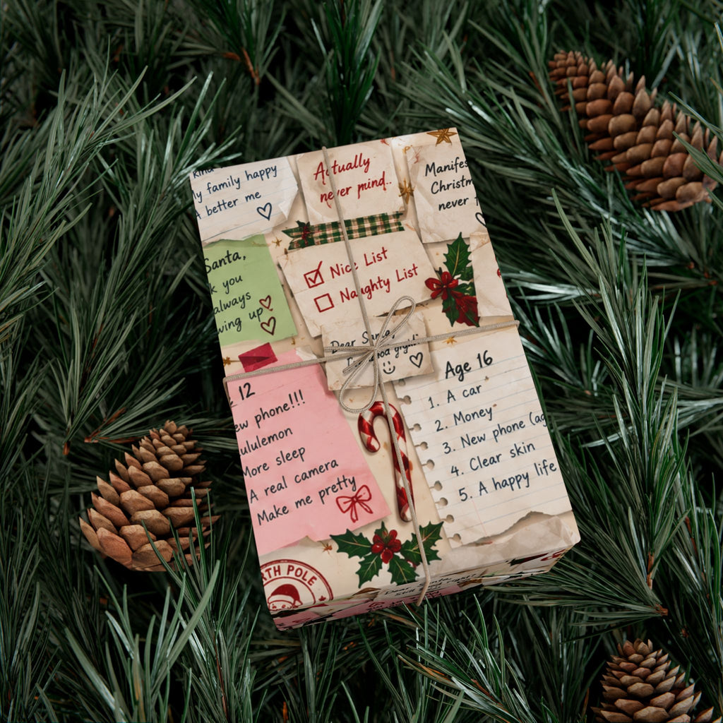 Dear Santa: Unsent Drafts Christmas Wrapping Paper – Funny Nostalgic Holiday Gift Wrap