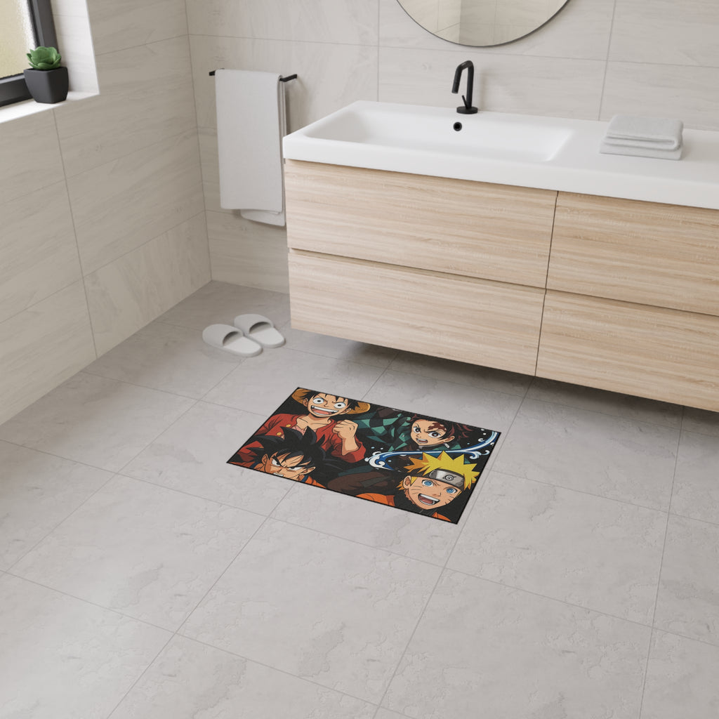Anime Gift Heroes Group Floor Mat | Luffy Goku Tanjiro Naruto Rug