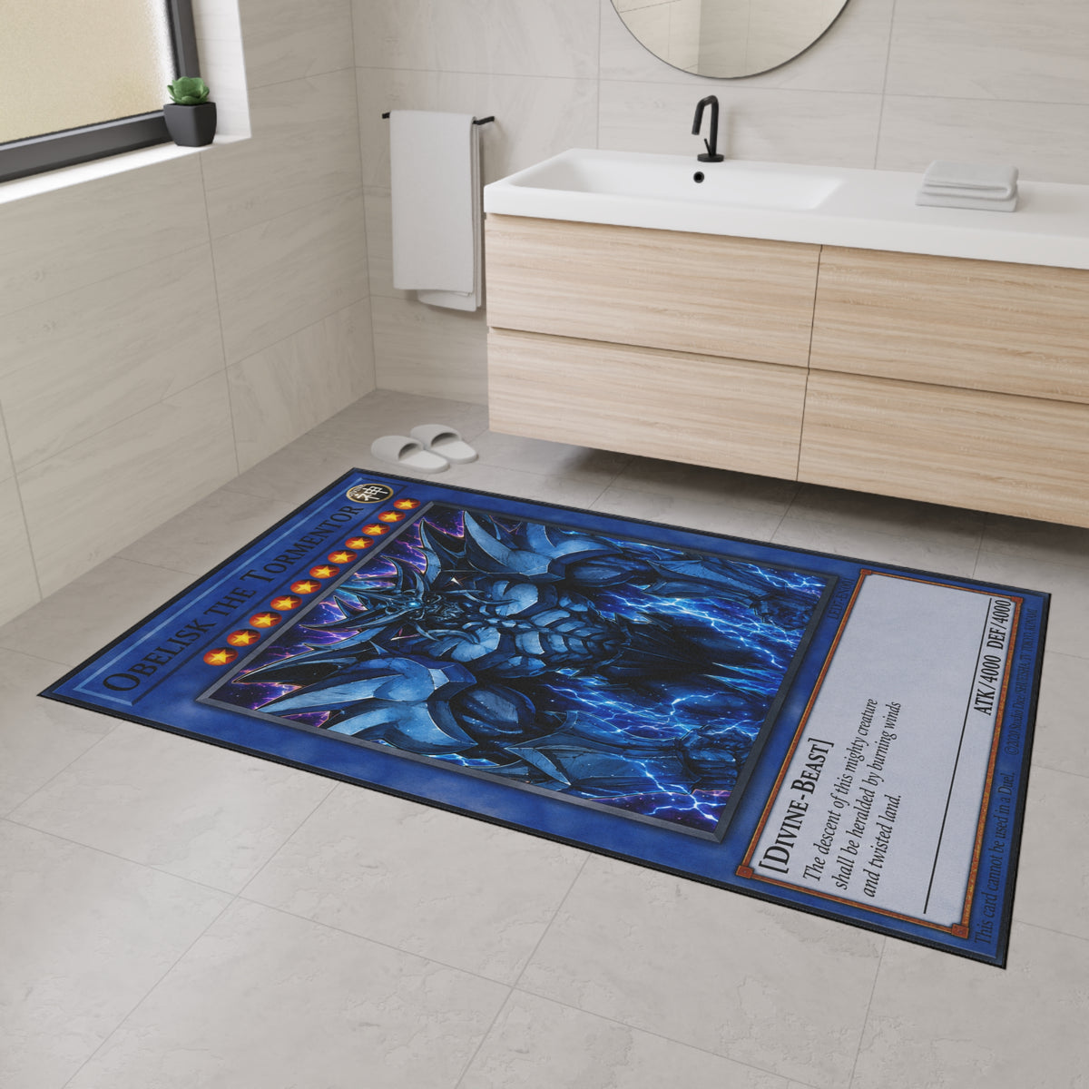Yu Gi Oh Inspired Obelisk the Tormentor Heavy Duty Floor Mat | Card Game Art Playmat