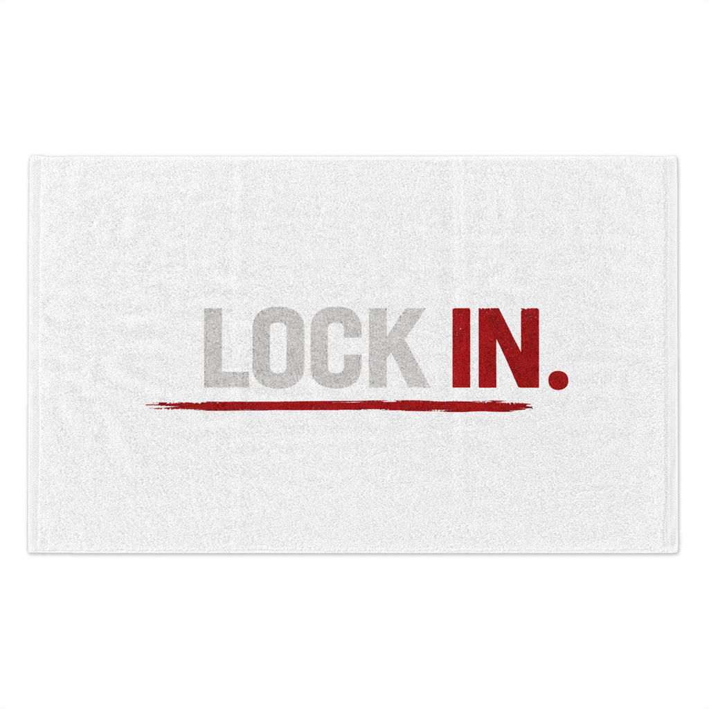 "LOCK IN." Motivational Sports Rally Towel (11x18)
