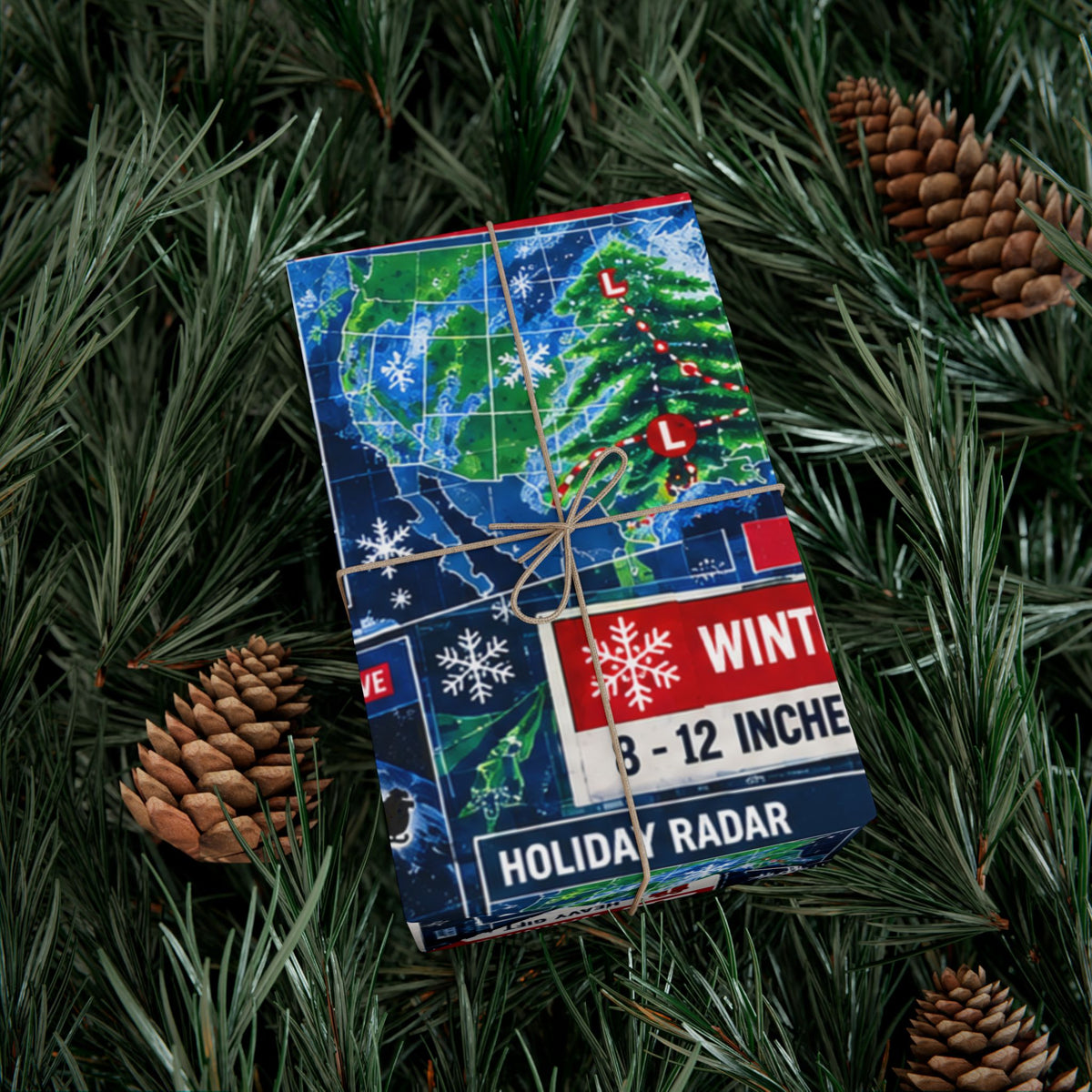 Christmas Forecast Wrapping Paper – Funny North Pole Weather Radar Holiday Gift Wrap
