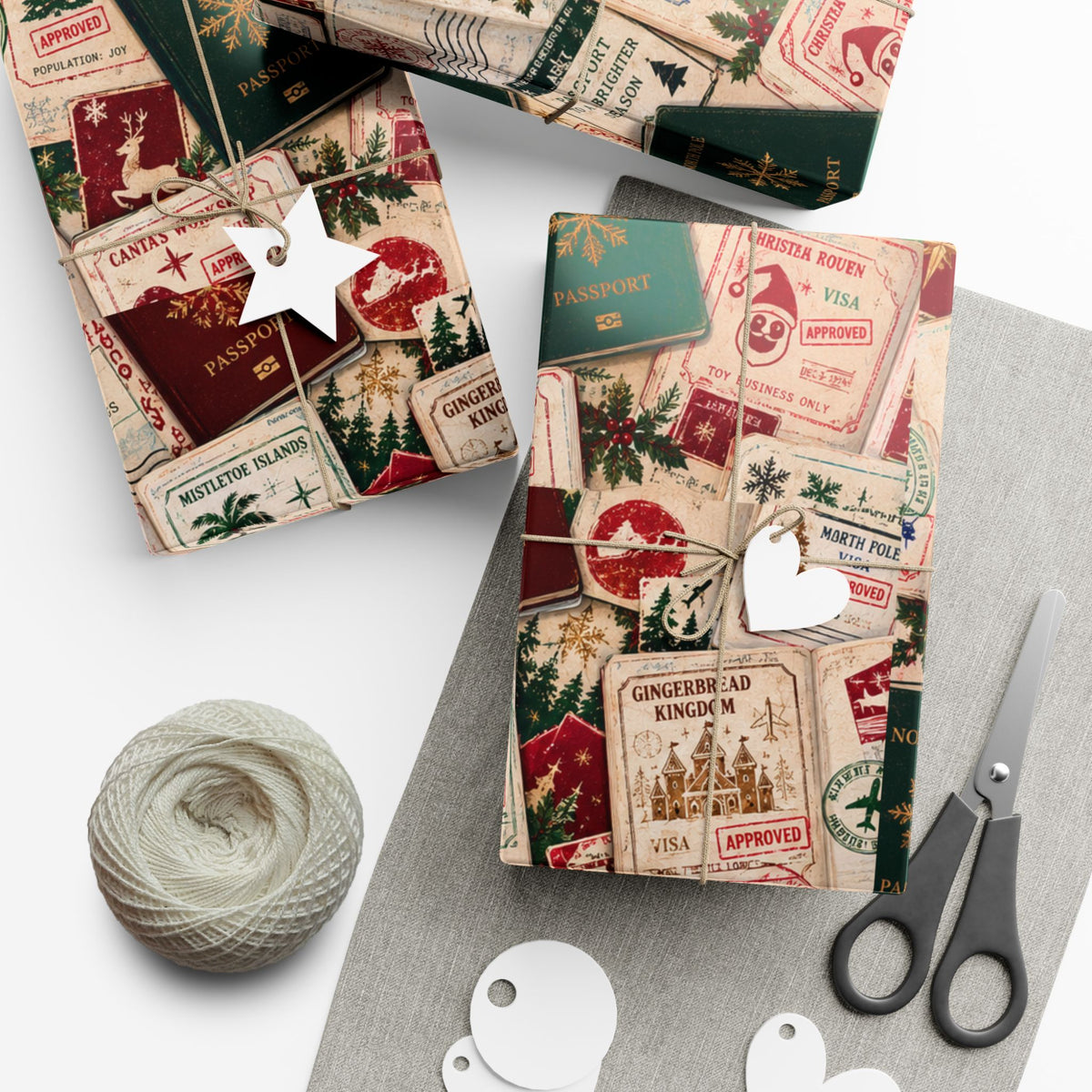 Christmas Passport Wrapping Paper – North Pole Holiday Travel Gift Wrap