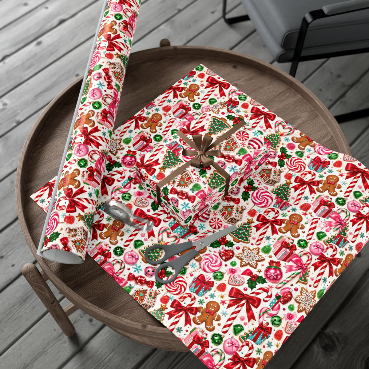 Christmas Candy Shop Wrapping Paper – Colorful Gingerbread & Peppermint Holiday Gift Wrap