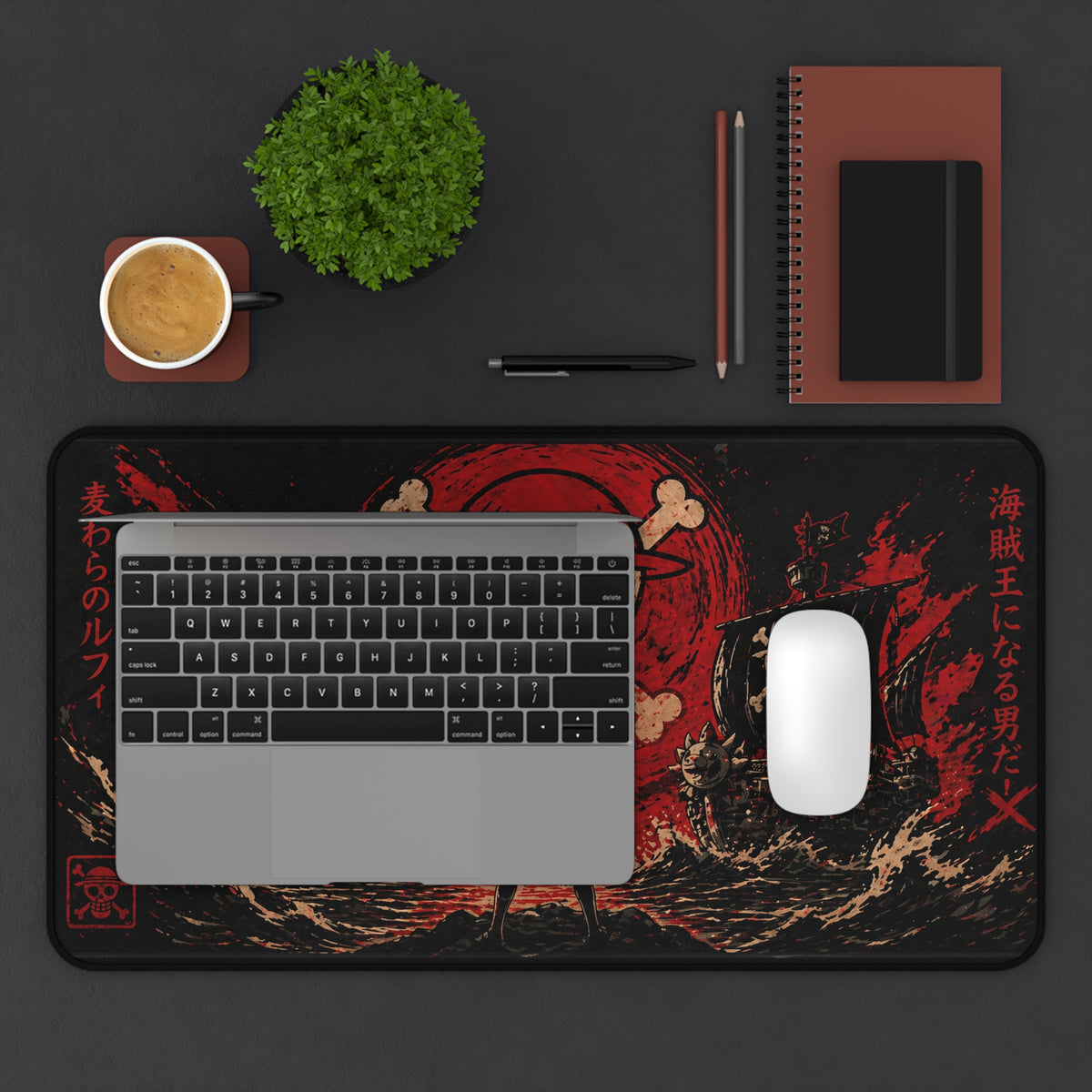 One Piece Inspired Pirate Skull Silhouette Desk Mat | Anime Pirate Flag Mousepad