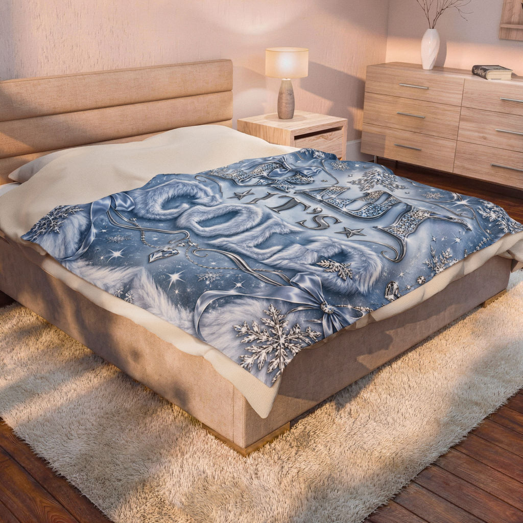 Baby It's Cold Velveteen Plush Blanket — Cozy Winter Snowflake Throw